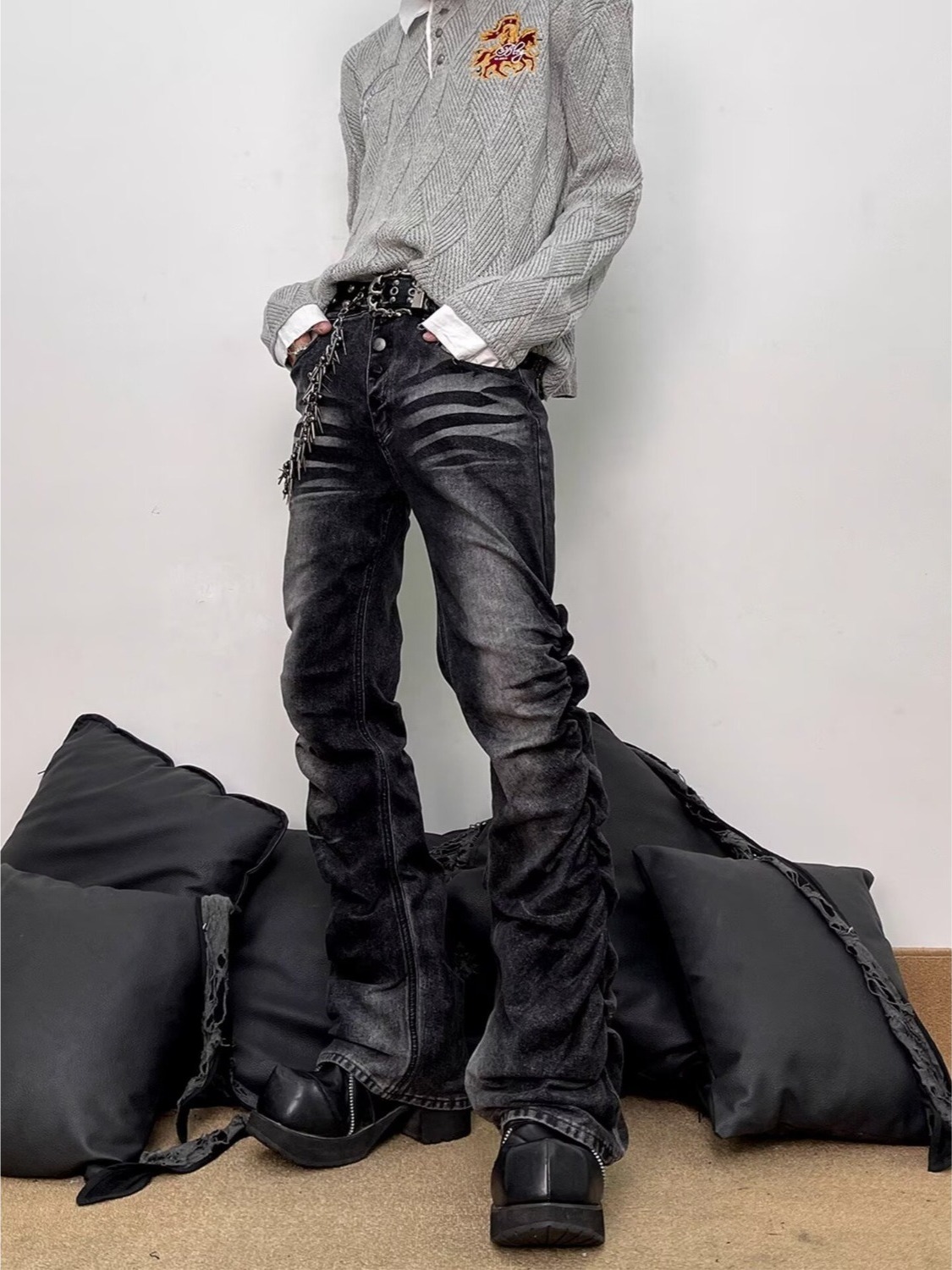 Gewassen zwartgrijze heren sli - Streetwear Brand Denim recensie en prijs